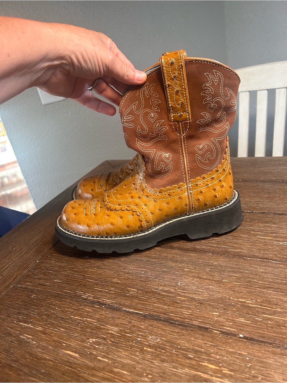 Ariat Fatbaby Ostrich Print sweater Boots size 7.5 - Picture 5 of 15